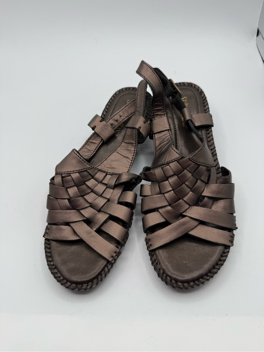 St John’s Bay Metallic Brown Woven Fisherman Sandals Sz 7.5M